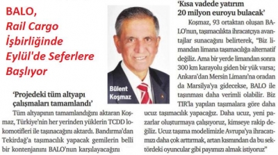 BALO, Rail Cargo İşbirliğinde Eylül'de Sefere Başlıyor